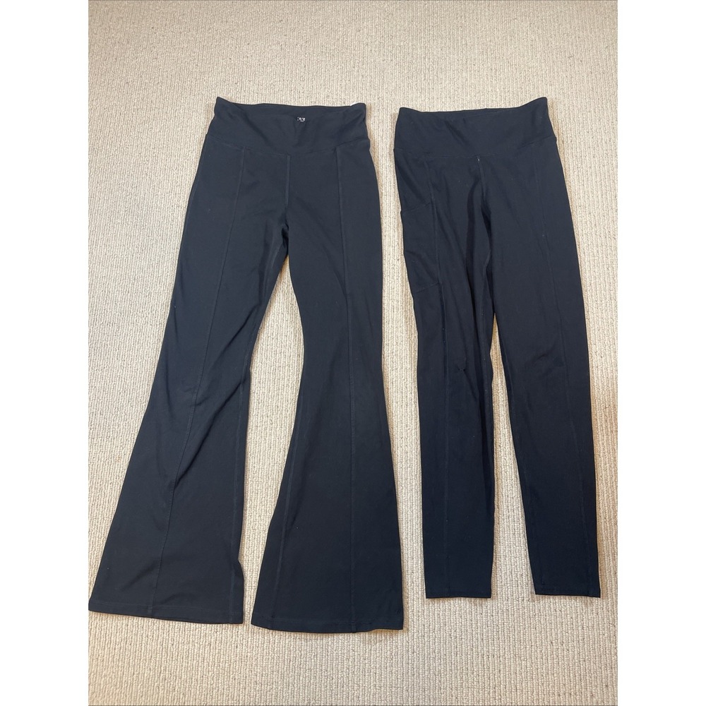 Abercrombie Kids 11/12 Flared Leggings Pants Black Activewear Bundle Of 2